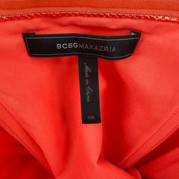 BCBGMAZRIA Maxi Dress WMNS 6 Jesse Ambrosia Red Orange Strapless High Low Gown - Picture 11 of 14